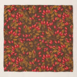 Pañuelo Rose hips, brown and red<br><div class="desc">Hand-drawn pattern design with dog rose hips</div>