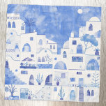 Pañuelo Santorini Grecia Watercolor Azul Blanco<br><div class="desc">Un moderno cuadro acuático azul y blanco de Oia en la magnífica isla griega de Santorini. Arte original de Nic Squirrell.</div>