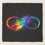 Pañuelo Símbolo infinito con plumas arcoiris<br><div class="desc">Símbolo de infinito dibujado artísticamente con una hermosa pluma arco iris sobre fondo blanco. Estilo tatuaje.</div>