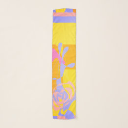 Pañuelo Stylish Rose Blue Yellow Flowery Design Scarf