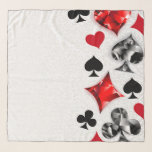 Pañuelo Tarjeta de juego de jugador de póquer se adapta a<br><div class="desc">Fondo gris,  texturado con símbolos de cartas de juego poligonales. Símbolos de cartas de juego,  corazón,  diamantes,  pala y club.</div>