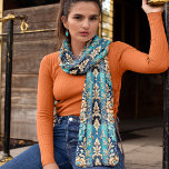 Pañuelo Turquoise Tan Floral Damask Western Style<br><div class="desc">Trae elegancia intemporal y encanto rústico a tu armario con esta larga bufanda de chicles con un impresionante diseño de damasco floral de inspiración occidental. Con una vibrante paleta de acentos turquesa, marrón y marina profunda, este diseño es ideal para cualquier vaquera moderna. Los detalles intrincados, que recuerdan a los...</div>