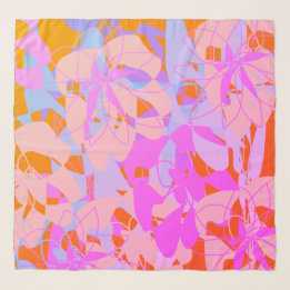 Pañuelo Vibrant Hot Pink Red Floral Feminine Chiffon Scarf