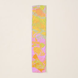 Pañuelo Vibrant Orange Yellow Pink Flowery Scarf Small