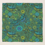 Pañuelo Volar, volar libélula sobre verde esmeralda<br><div class="desc">Patrón sin fisuras del vector dibujado a mano con varios doodles florales y libélulas</div>