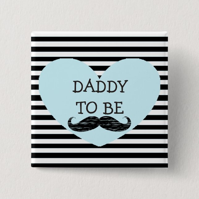 Papá a ser botón rayado negro del cuadrado del (Anverso)