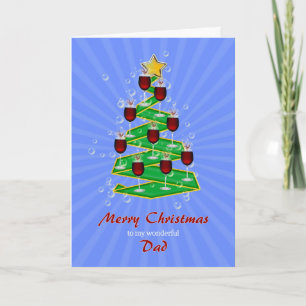 Papá, árbol de Navidad con vino