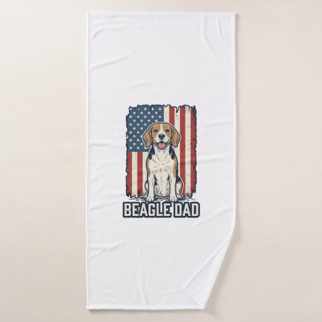 Papá Beagle Patriótico Diseño de Perro de Grabado  (Toalla de baño)