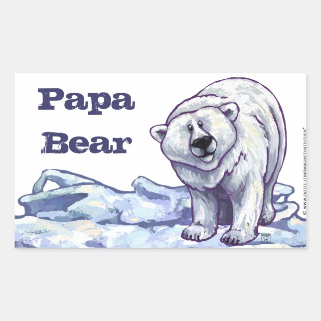 Papa Bear Polar Bear Pegatinas (Anverso)