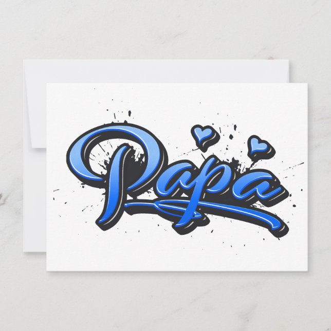 Papa blue Heart Graffiti Karte (Anverso)