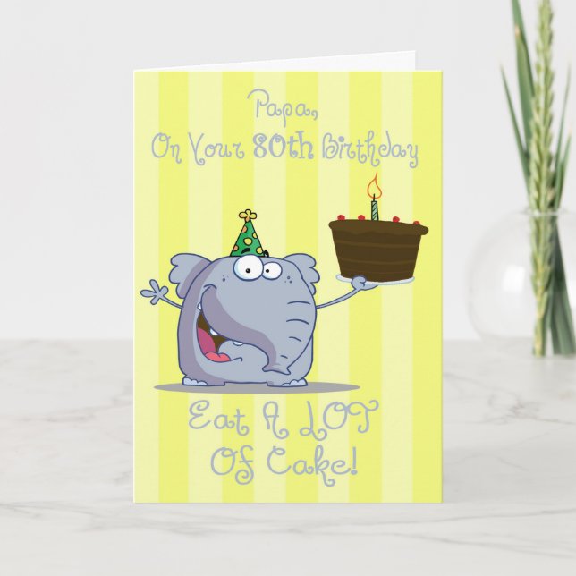Papá come más pastel 80 tarjeta de cumpleaños (Anverso)