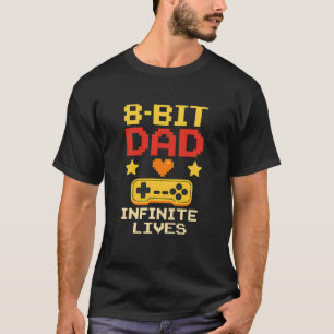 Papá de 8 bits con camiseta de vida infinita