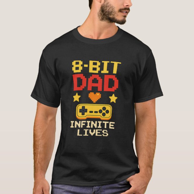 Papá de 8 bits con camiseta de vida infinita (Anverso)