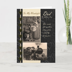 Papá de la tarjeta del día del padre, con trenes