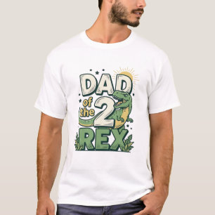 Papá de los 2 Rex Camiseta Diseño de padre de dino