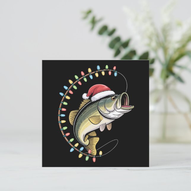 Papá de Navidad Lubina Pez Divertido Pesca Pescado (Anverso de pie)