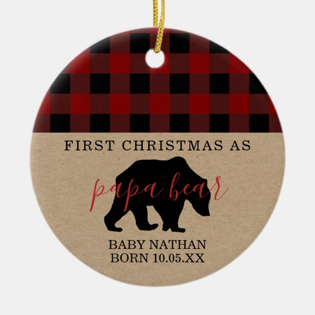 Papá del navidad del ornamento del oso de la papá (Frente)