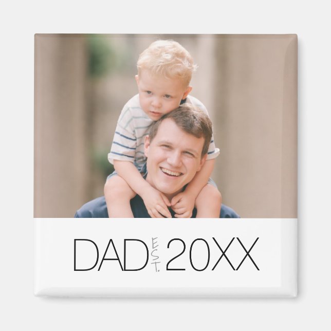 Papá Establecido Diseño de imán de año de foto mod (Frente)