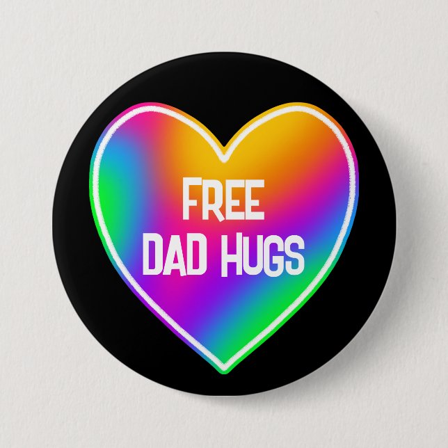 Papá libre abraza el botón del corazón arcoiris (Anverso)