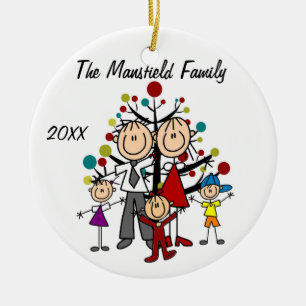 Papá, mamá, niño, Chica, ornamento navideño Chica 