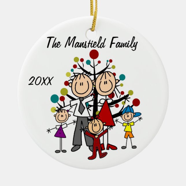 Papá, mamá, niño, Chica, ornamento navideño Chica  (Frente)