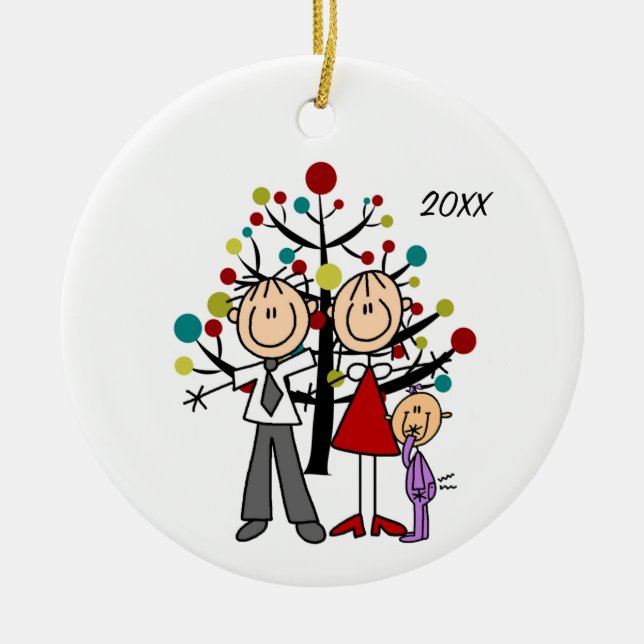 Papá, Mamá, Ornamento de Navidad para Niña Bebé (Frente)