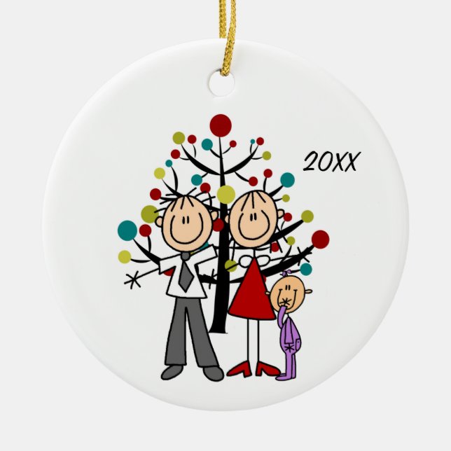 Papá, Mamá, Ornamento de Navidad para Niña Bebé (Frente)
