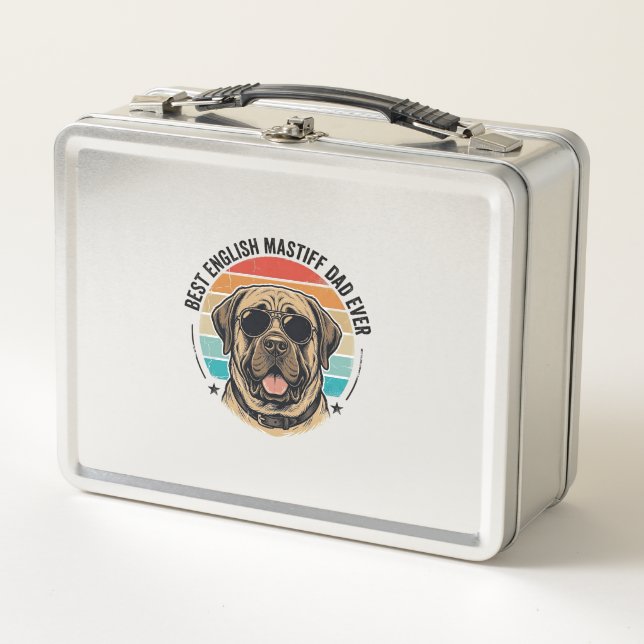 Papá Mastín Inglés Atardecer Vintage Perro Vector  (Anverso)