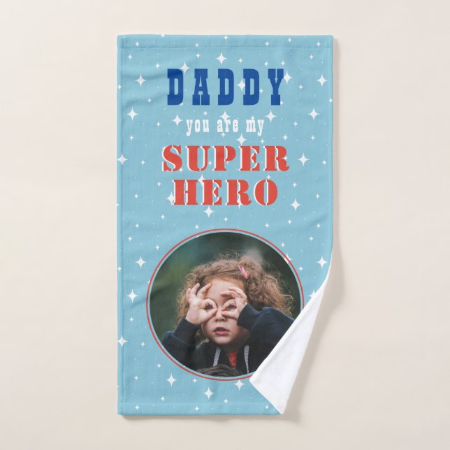 Papá mi superhéroe Fun Photo Fathers Day (Toalla de mano)
