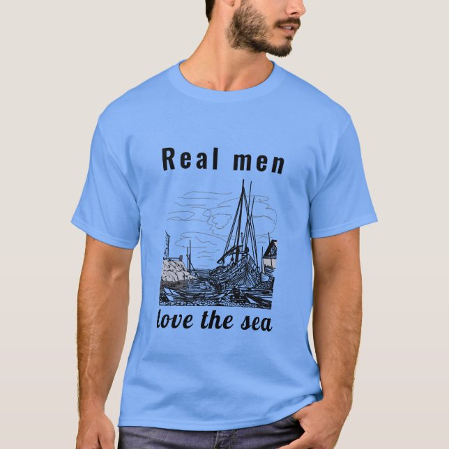Papá moderno padre amor Mar azul camiseta negra (Anverso)
