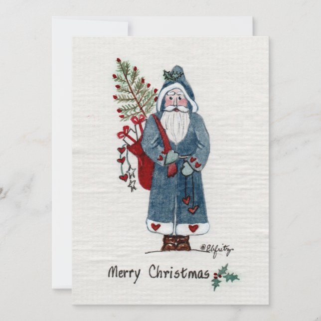Papá Navidad con los deseos del árbol Feliz Navida (Anverso)