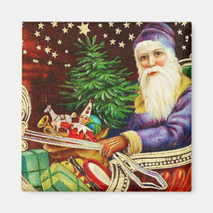 Papá Navidad en el imán de Sleigh Vintage