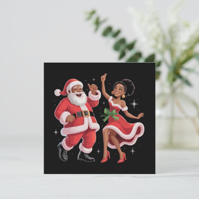 Papá Noel africano señora Claus bailando Navidad a (Anverso de pie)