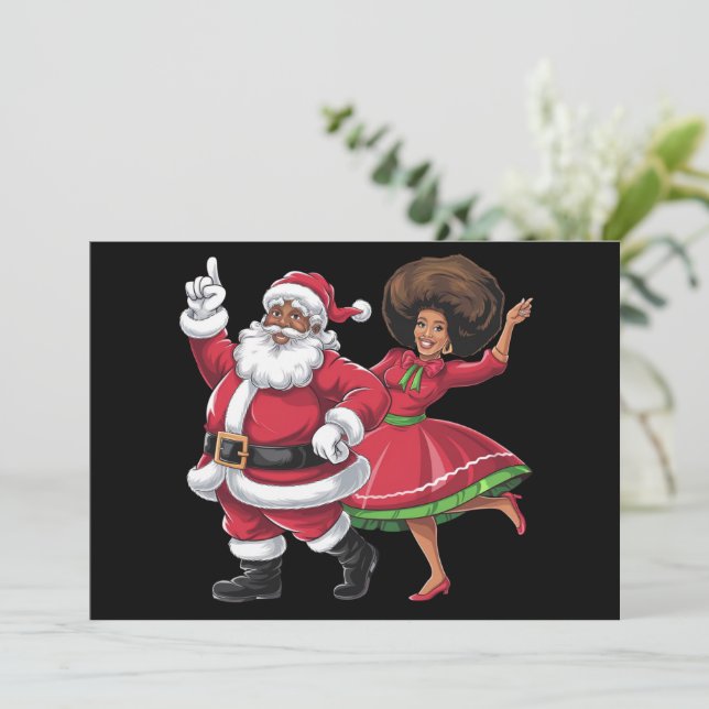 Papá Noel africano Sra Claus bailando Navidad amer (Anverso de pie)
