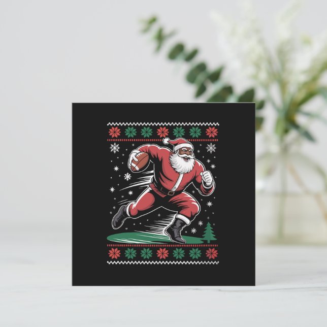 Papá Noel afroamericano Fútbol Navidad Fea (Anverso de pie)