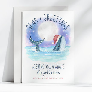 Papá Noel Ballena Mar Luna y Estrellas Navidad
