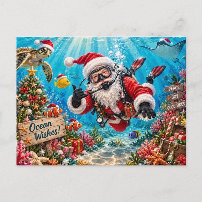 Papá Noel Buceador Navidad Subacuática (Anverso)