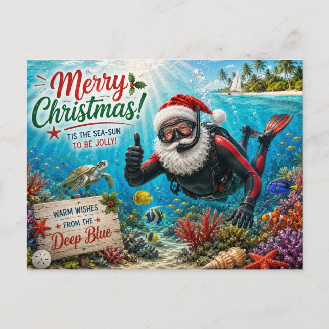 Papá Noel Buceador Navidad Subacuática (Anverso)