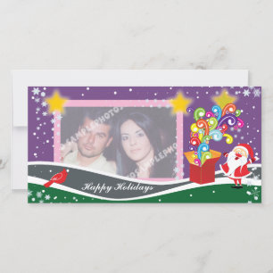 Papá Noel, Caja De Regalos Y Tarjetas De Foto Card