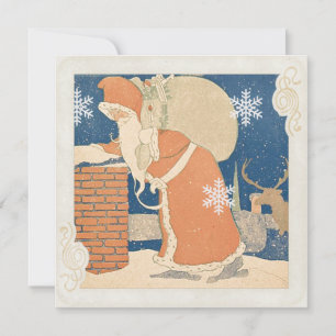 Papá Noel Chimenea Vintage Navidad