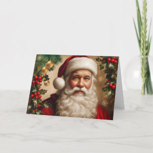 Papá Noel con bayas de acebo, adornos de Navidad