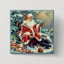 Papá Noel con el botón de Navidad de los animales 