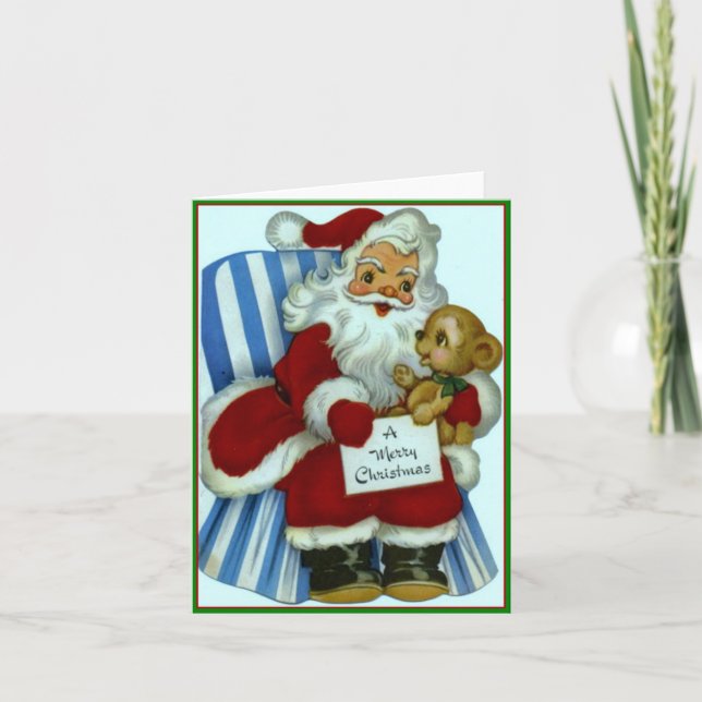 Papá Noel con el oso de peluche del navidad - (Anverso)