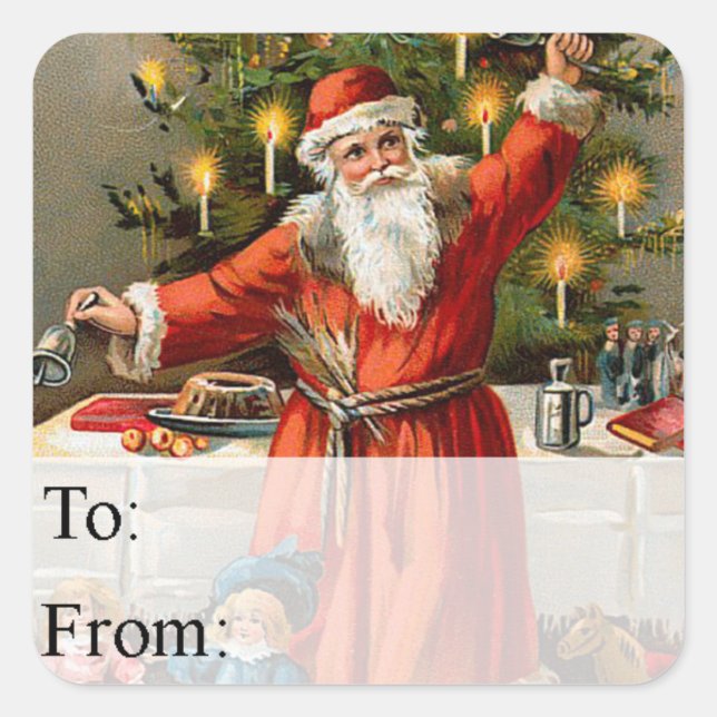 Papá Noel con la etiqueta de regalo de Navidad de  (Anverso)