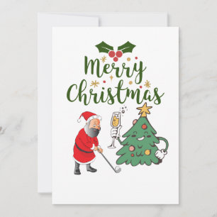 Papá Noel con pelota de golf Feliz Navidad golfist