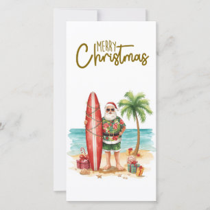 Papá Noel con tabla de surf Navidad tropical