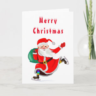 Papá Noel con tarjeta de Navidades de regalo