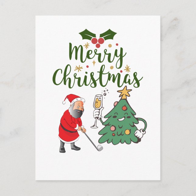 Papá Noel con una pelota de golf Feliz Navidad (Anverso)