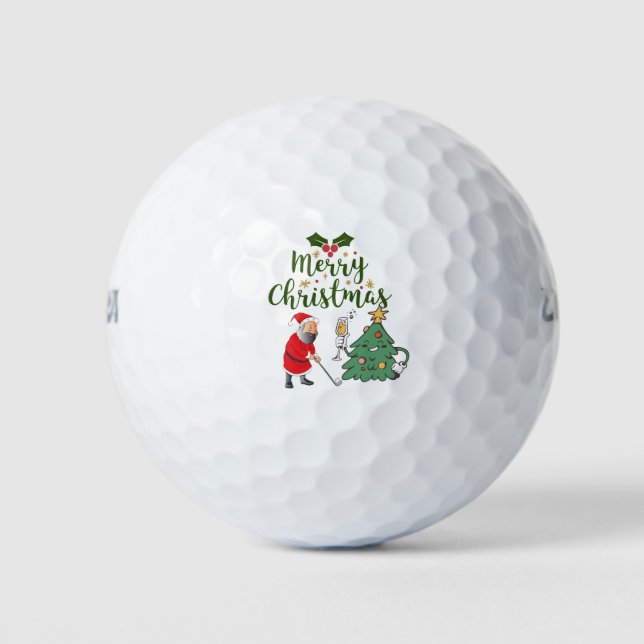 Papá Noel con una pelota de golf Feliz Navidad (Anverso)