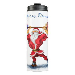 Papá Noel culturista divertido termo de Navidad